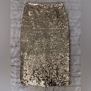 Gold sequined pencil skirt